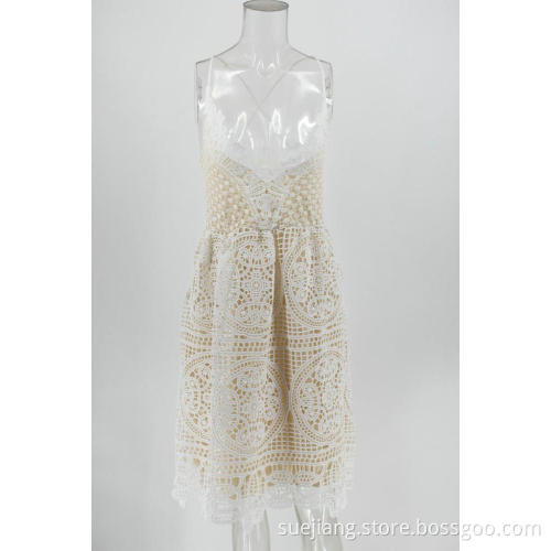 Women Sling Embroidery V-neck Sexy Causal Dress